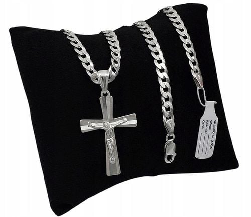 Łańcuszek Męski Srebrny Pancerka 5,00 mm z Krzyżykiem pr 925 Grawer Gratis na Arena.pl