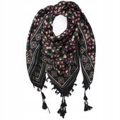 Duża ludowa chusta frędzle MODNA Folk wzór Apaszka