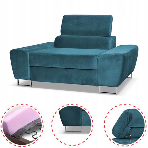 Zestaw mebli wypoczynkowych Bosso Sofa 2os fotele niebieskie Family Meble na Arena.pl