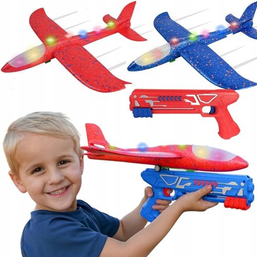 PISTOLET WYRZUTNIA SAMOLOTÓW ZE ŚWIATŁEM RZUTKA SAMOLOT STYROPIANOWY LED na Arena.pl