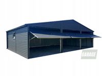 GARAŻ BLASZANY 9m x 6m dwuspad - 3x Brama + okno + rynny - antracyt BOX5 9x6