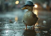 Plakat 70x50cm Kaczka w Kapeluszu