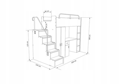Łóżko piętrowe JSM4 z biurkiem 90x200 szary mat + materac Gratis! na Arena.pl