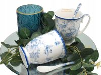 Elegancka porcelana unikalny artystyczny wzór 2 kubki Queen Isabell kwiaty