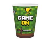 Kubeczki papierowe napis Game On Piksele, 6 szt.