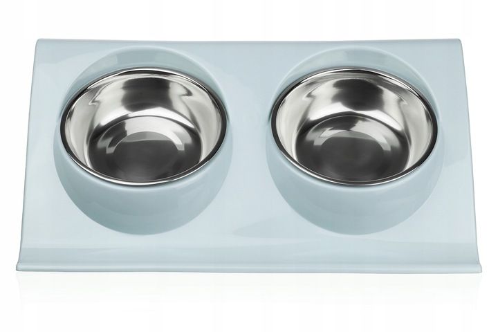 PODWÓJNA MISKA STALOWA DLA PSA KOTA STOJAK PODSTAWKA 2x450ml NA KARMĘ WODĘ zdjęcie 3