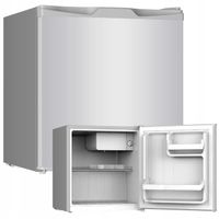 MAŁA LODÓWKA CHŁODZIARKA HOTELOWA 46L MINIBAR DO BIURA NA DZIAŁKĘ SREBRNA