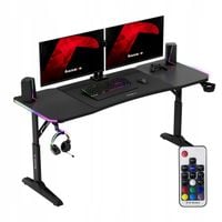 Biurko gamingowe LED RGB z regulacją 6 poziomów Stolik Gamingowy dla Gracza