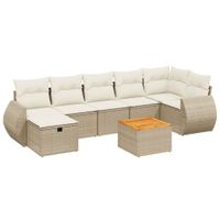 8-cz. zestaw mebli ogrodowych z poduszkami, beżowy, polirattan