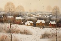 Plakat 45x30cm Wioska Otulona Śniegiem