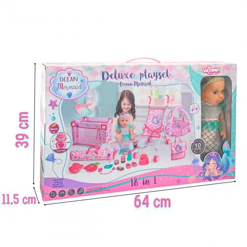 WOOPIE ROYAL Lalka Bobas 36 cm Syrenka Interaktywna Zestaw XXL Opiekunka 18w1 na Arena.pl