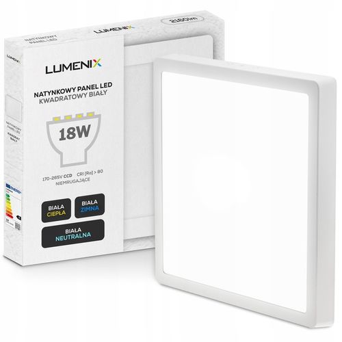 PANEL plafon sufitowy LED NATYNKOWY KWADRAT 18W 1620lm Nie mruga CCD SLIM na Arena.pl