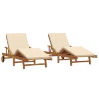 Leżak 2-osoba 2 pcs Beżowy 200 x 67 x 84cm Lite drewno akacjowe