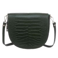 VERA PELLE torebka skórzana listonoszka kroko z paskiem V448 c.zielona