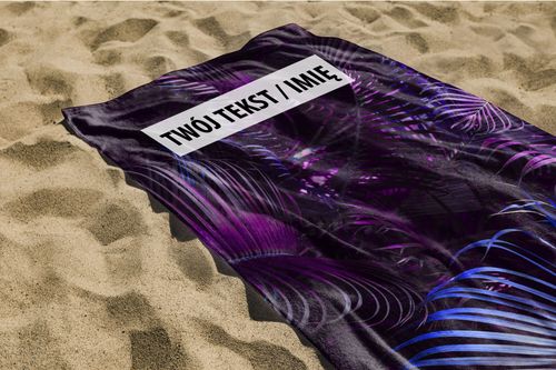 RĘCZNIK Fioletowe liście z twoim dowolnym tekstem 100x50cm 019C na Arena.pl