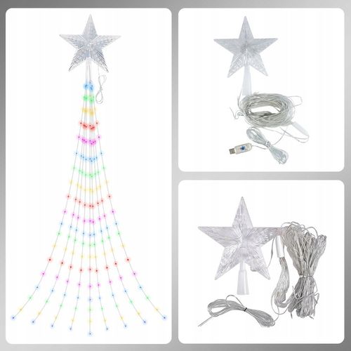 LAMPKI CHOINKOWE WODOSPAD 198 LED GWIAZDA 2M 9 PASM KOLOR PILOT 8 MOD na Arena.pl