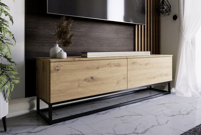 Nowoczesna szafka loftowa RTV 150cm dąb artisan zdjęcie 3