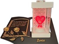 ŻONA ŻONIE ZNICZ LAMPION NA GRÓB LA 250 SERCE CZERWONE SKOS SENTENCJA