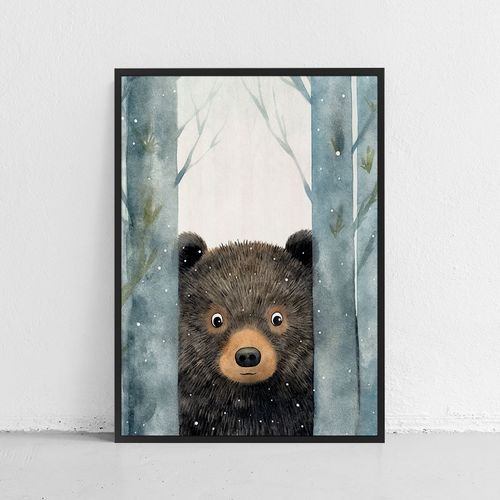 Plakat dla dziecka niedźwiadek 30x40 cm w czarnej ramie na Arena.pl