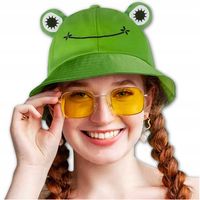 Czapka BUCKET HAT kapelusz RYBACKI żabka żaba Zielona Letni na Lato Wakacje
