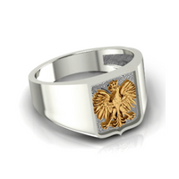 SREBRNY SYGNET Z ORŁEM PATRIOTYCZNY + GRAWER SREBRO PRÓBY 925 POZŁACANY ORZEŁ