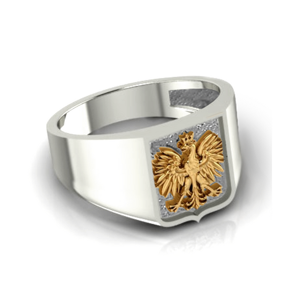 SREBRNY SYGNET Z ORŁEM PATRIOTYCZNY + GRAWER SREBRO PRÓBY 925 POZŁACANY ORZEŁ zdjęcie 1