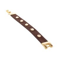 skórzana bransoletka w kolorze ciemnej czekolady z kryształkami