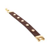 skórzana bransoletka w kolorze ciemnej czekolady z kryształkami