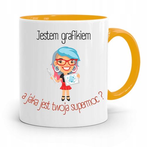 Kubek Żółty Prezent Dla Grafika Jestem Grafikiem Z Nadrukiem Ze Zdjęciem na Arena.pl