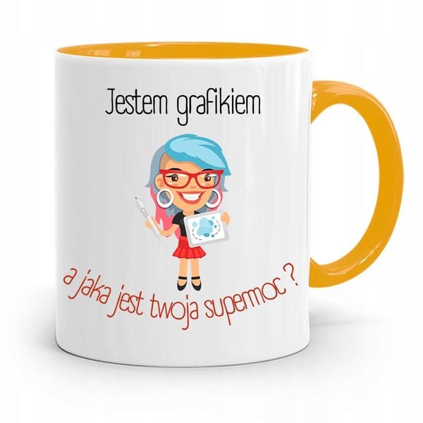 Kubek Żółty Prezent Dla Grafika Jestem Grafikiem Z Nadrukiem Ze Zdjęciem zdjęcie 1