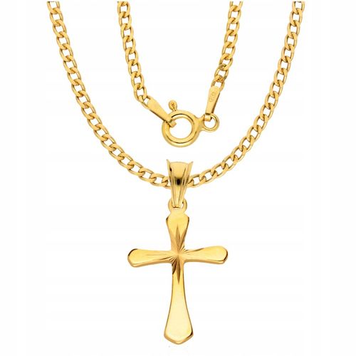 Złoty Łańcuszek 925 Krzyżyk Medalik Komunia Chrzest Bierzmowanie Grawer na Arena.pl