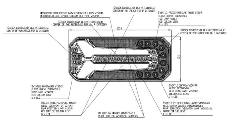 Lampa LED tylna 5 funkcji 12V-24V L/P 1124 DD zdjęcie 8