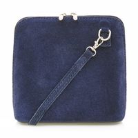 VERA PELLE torebka damska zamszowa listonoszka z paskiem V452 granatowa