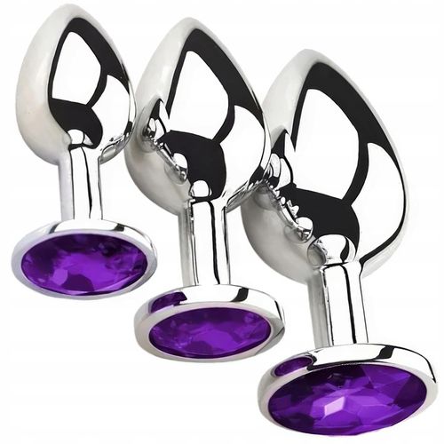 Zestaw 3 Korków Analnych Stalowych S M L Eleganckie Plug Z Kryształkami na Arena.pl