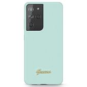 Guess GUHCS21LLSLMGLB S21 Ultra G998 niebieski/blue hardcase Silicone Scrip