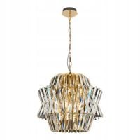 Lampa Wisząca CROWN Złoty Szklane Kryształy 12xE14 54x120cm Żyrandol Pokoj