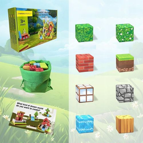 KLOCKI MAGNETYCZNE KLOCKI SZEŚCIANY 100 KLOCKÓW Z MAGNESAMI ŚWIETNY PREZENT na Arena.pl