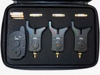 ZESTAW SYGNALIZATOR WĘDKARSKI WODOODPORNY BOCZNY POŁÓW+ CENTRALKA+ ETUI 3+1