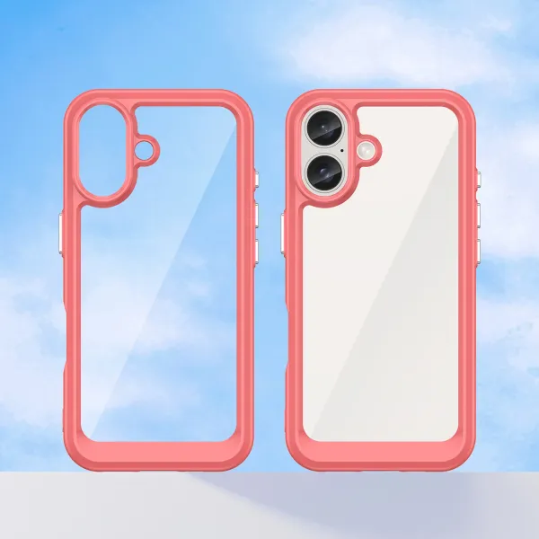 etui outer space case z żelową ramką do iphone 16 - czerwone zdjęcie 8