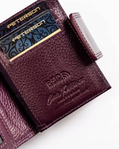 kompaktowy portfel damski z lakierowanej skóry naturalnej - peterson na Arena.pl