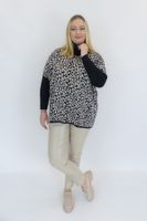 Czarny Oversizowy Sweter Damski Golf w Panterkę UNI