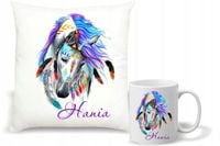 Zestaw PODUSZKA + KUBEK KONIE KOŃ IMIĘ PREZENT z napisem dedykacją imię