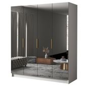 Szafa SALVADOR III 200 cm z lustrem-pojemna garderoba-BIAŁY+ZŁOTY