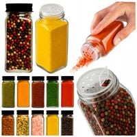 12x SZKLANE POJEMNIKI na PRZYPRAWY SŁOICZKI 120 ML PROSTOKĄTNE z