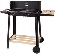 GRILL OGRODOWY WĘGLOWY PRZENOŚNY Z 2 PÓŁKAMI NA KÓŁKACH BBQ 49 x 28 cm