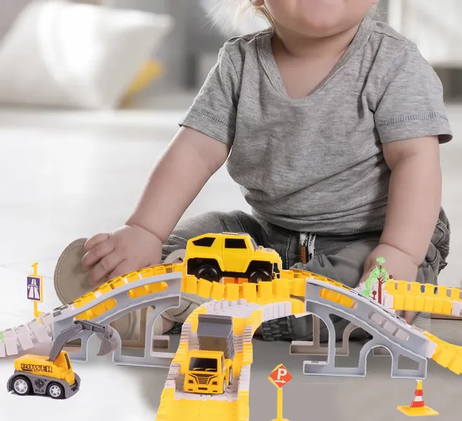 Kolejka Tor Samochodowy Auta Budowlane 255 elementów zdjęcie 10