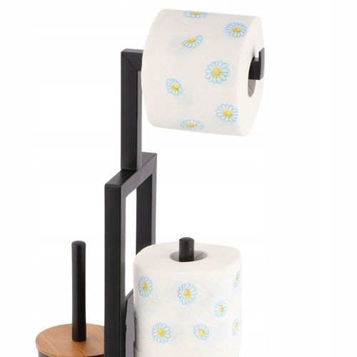 Stojak uchwyt wieszak na papier toaletowy i szczotkę do WC czarny na Arena.pl