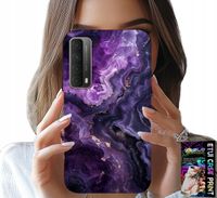 ETUI DO HUAWEI P SMART 2021 - FIOLETOWY MARMUREK MODNE KOBIECE + SZKŁO