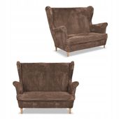 Sofa kanapa uszak Bonito skandynawska sztruks paski Family Meble brązowa