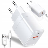 ŁADOWARKA SIECIOWA KOSTKA 2 Wejścia USB + TYP-C USB-C do Telefonu 25W biała